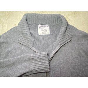 Aeropostale Gray Full-Zip Cardigan Sweater Ribbed Hem‎ Cuffs Warm Preppy